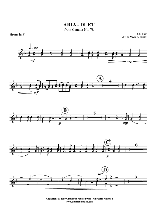 Aria - Duet from Cantata No. 78 - Horns in F