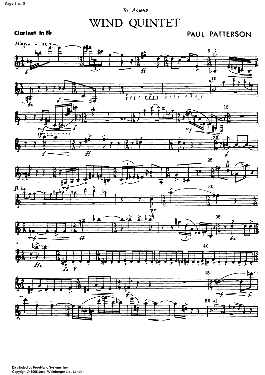 Wind Quintet - Clarinet in B-flat
