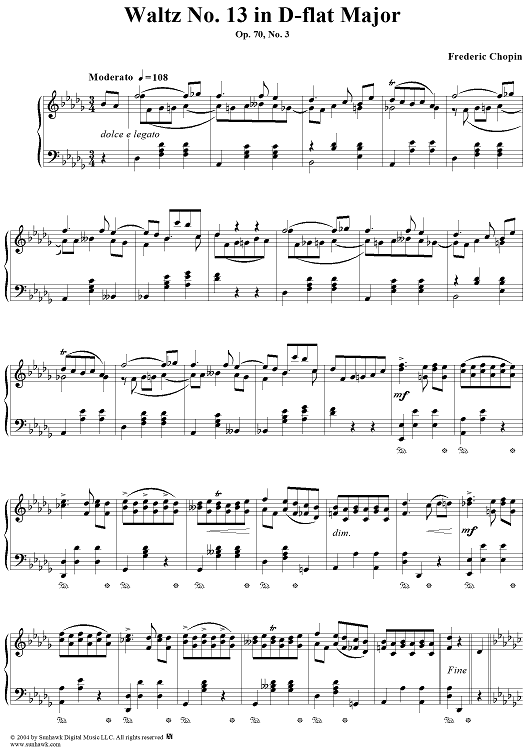 No. 13 in D-flat Major, Op. 70, No. 3