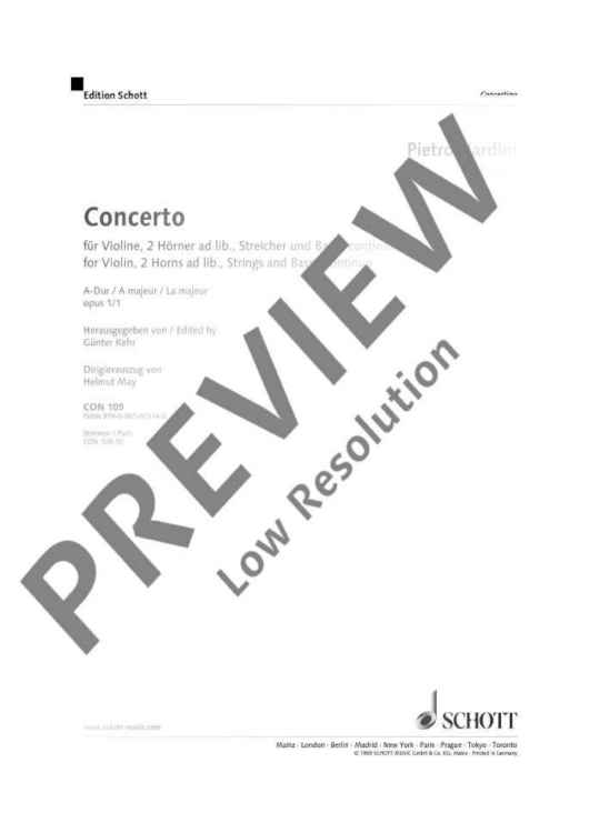 Concerto A Major - Condensed Score
