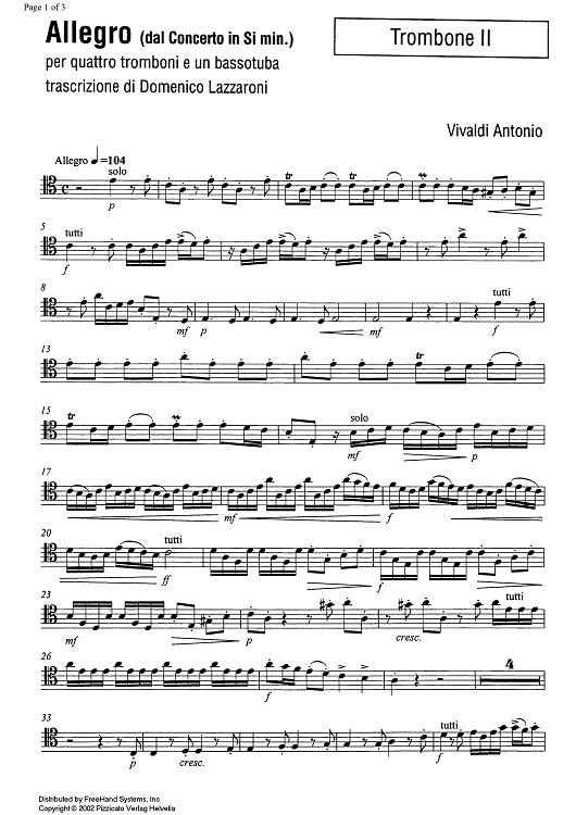 Allegro (from Concerto in B minor) - Trombone 2