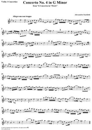 Concerto No. 4 in G Minor  from "6 Concerti Grossi" - From "6 Concertos in 7 Parts" - Violin 1 Concertino