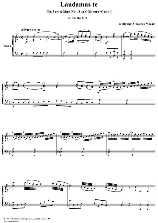 Laudamus te - No. 3 from Mass no. 18 in C minor ("Great")   - K427 (K417a)