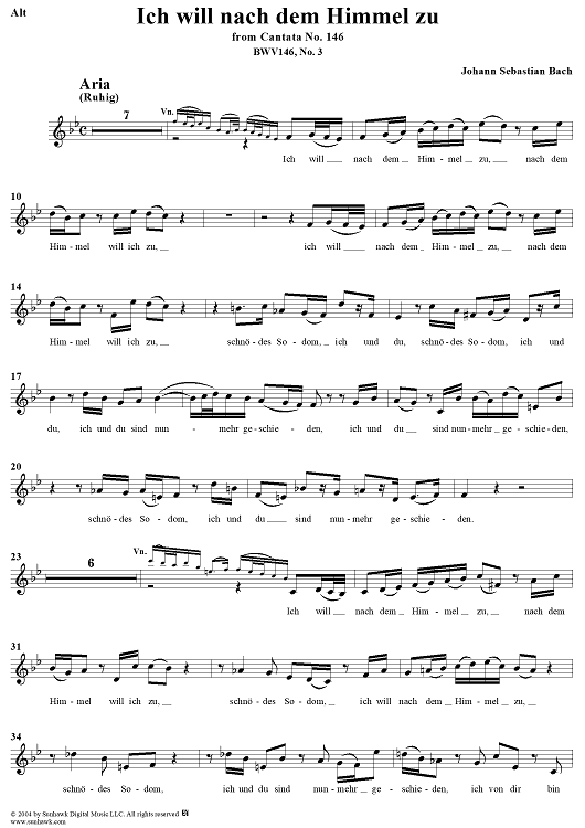 "Ich will nach dem Himmel zu", Aria, No. 3 from Cantata No. 146: "Wir müssen durch viel Trübsal" - Alto