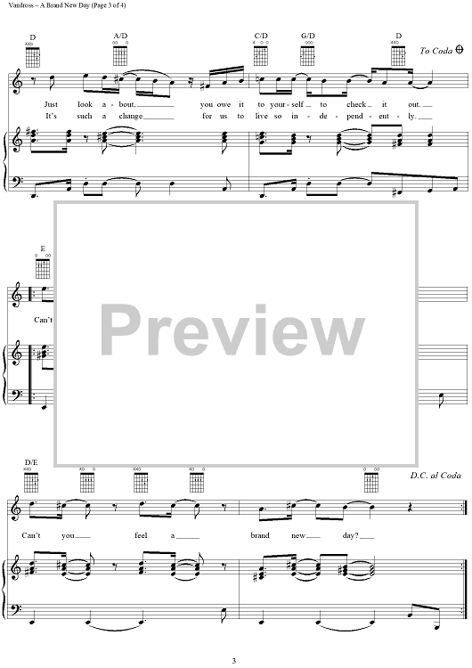 A Brand New Day (Everybody Rejoice)" Sheet Music for Piano/Vocal/Chords Sheet Music Now