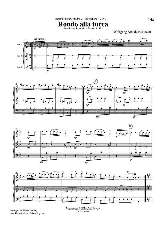 Rondo alla turca - from Piano Sonata in A Major, K. 331 - Score