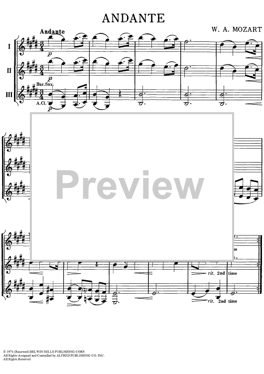 Andante Eb Saxes / Eb Sheet Music for Eb Saxes / Eb