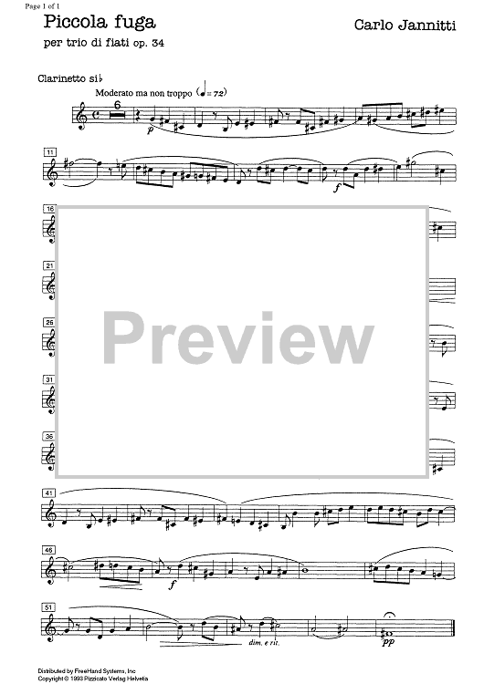 Piccola fuga Op.34 - Clarinet in B-flat