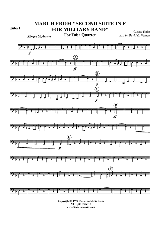 March from "Second Suite in F for Military Band" - Tuba 1