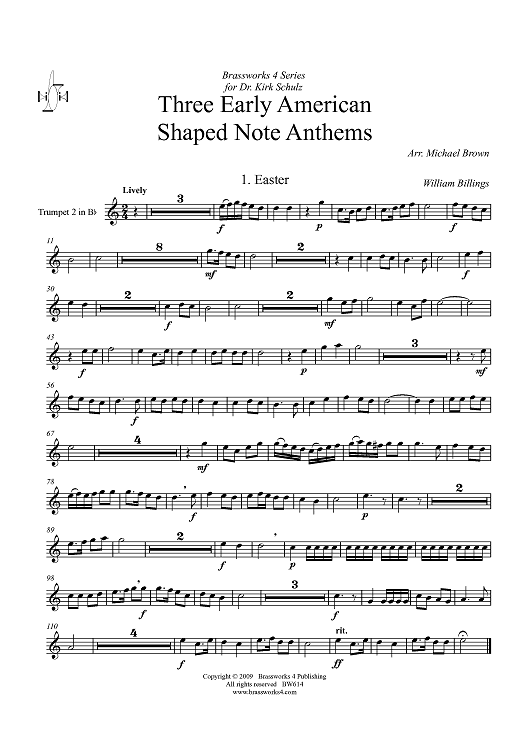 Three Early American Shaped Note Anthems - Trumpet 2 in B-flat