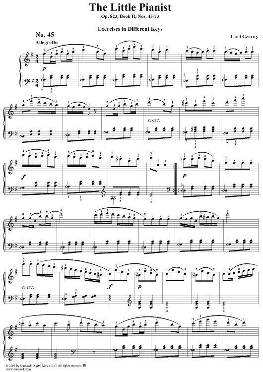 The Little Pianist, Op. 823, Book II, Nos. 45-73