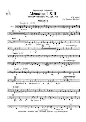 Menuettos I & II (from Divertimento No. 2, K131) - Tuba 2