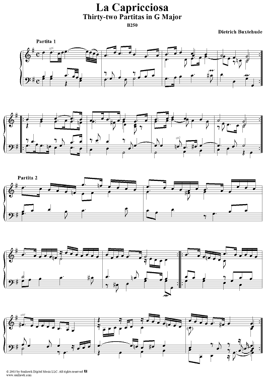 La Capricciosa, Thirty-two Partitas in G Major (B250)