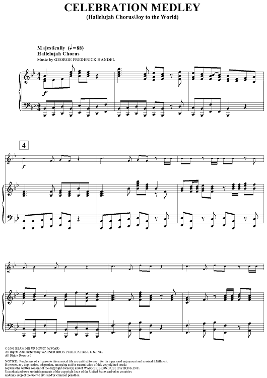 Celebration Medley (Hallelujah Chorus/Joy to the World) - Piano Accompaniment
