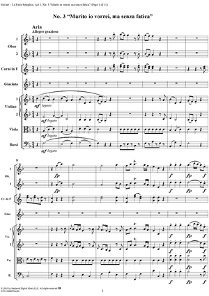 "Marito io vorrei, ma senza fatica", No. 3 from "La Finta Semplice", Act 1, K46a (K51) - Full Score