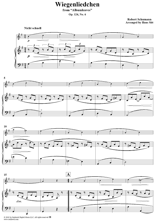 Albumleaves, Op. 124, No. 06, "Wiegenliedchen" (Cradle Song), - Piano