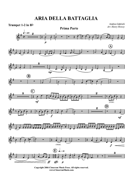 Aria Della Battaglia - Trumpet 1-2 in B-flat