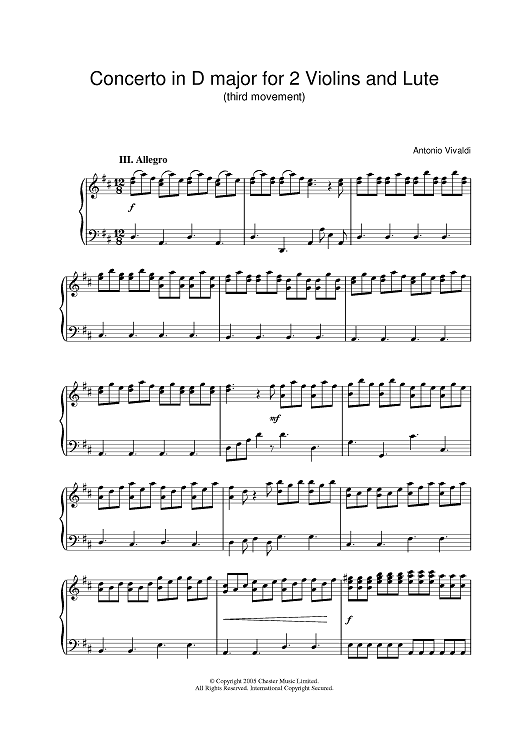Concerto in D major for 2 Violins and Lute (third movement)