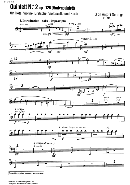 Quintet No. 2 Op.126 - Cello