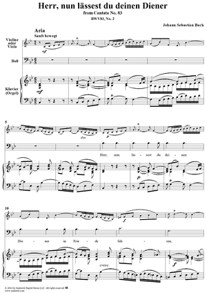 "Herr, nun lässest du deinen Diener", Aria, No. 2 from Cantata No. 83: "Erfreute Zeit im neuen Bunde" - Piano Score