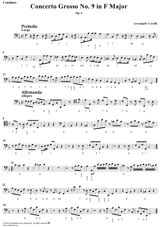 Concerto Grosso No. 9 in F Major, Op. 6, No. 9 - Continuo