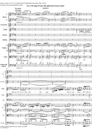 "O selige Wonne! Die glänzende Sonne steigt", No. 8 from "Zaide", Act 1, K336b (K344) - Full Score
