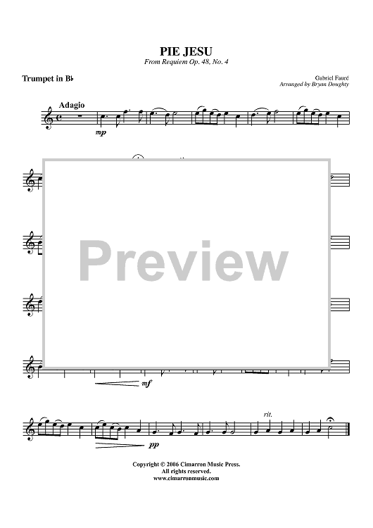Pie Jesu from Requiem, Op. 48, No. 4 - Trumpet in B-flat