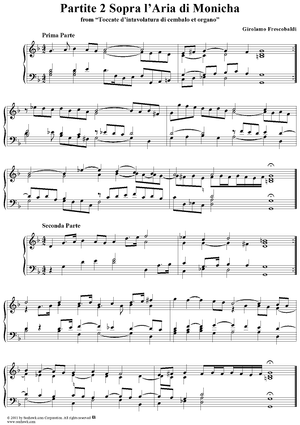 Partite 2 sopra l'Aria di Monicha, from "Toccate d'intavolatura di cimbalo et organo" (A.12, No. 3)