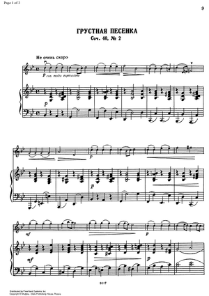Twelve Pieces of Moderate Difficulty. No. 2. Chanson triste - Score