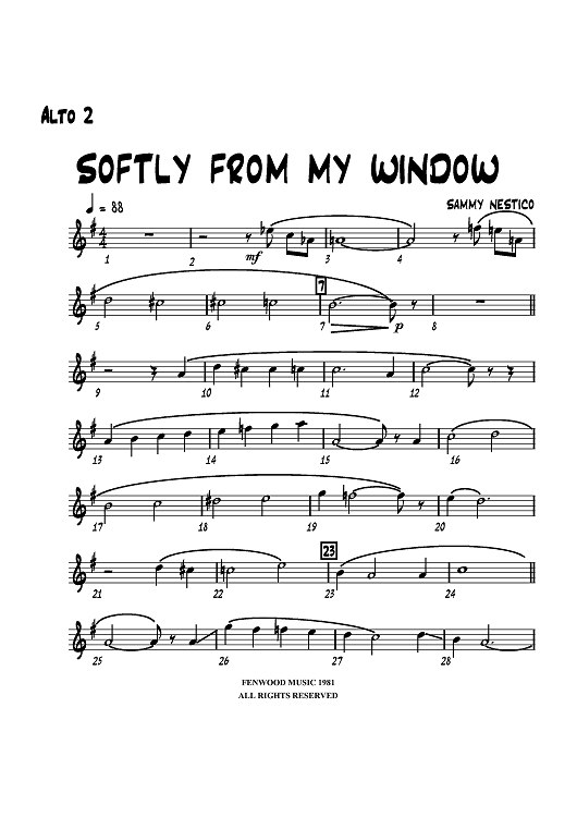 Softly from My Window - Alto Sax 2