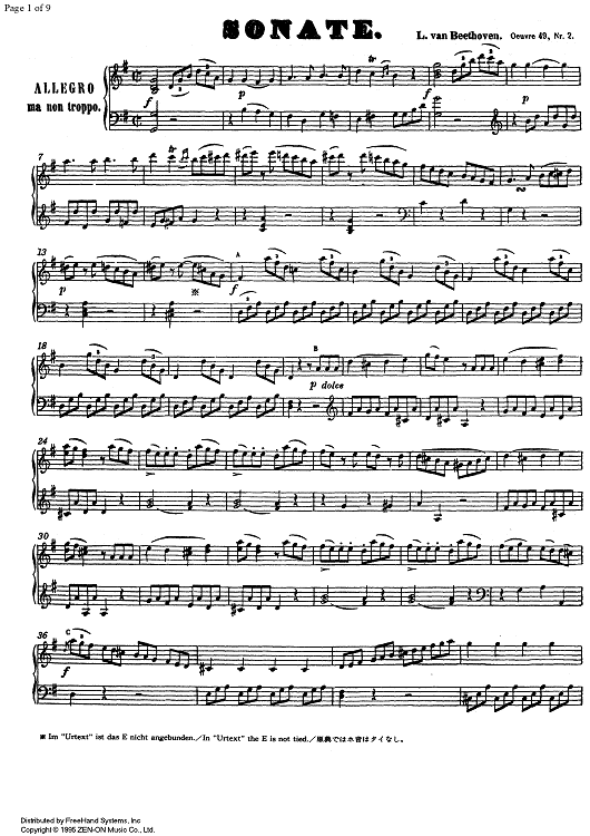 Sonata No.20 G Major Op.49 No. 2 - Piano
