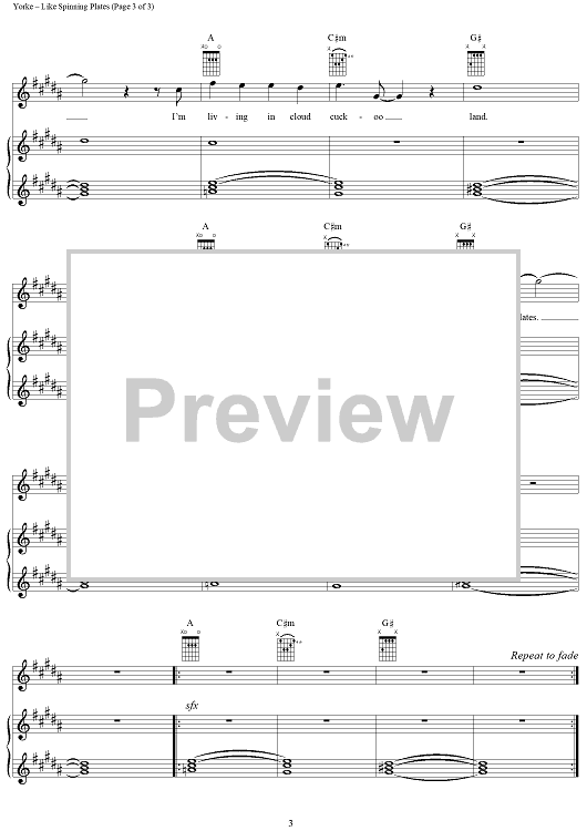 Like Spinning Plates" Sheet Music by Radiohead for Piano/Vocal/Chords