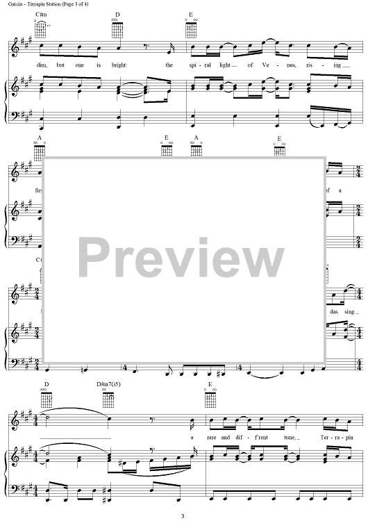 Terrapin Station" Sheet Music by Grateful Dead for Piano/Vocal/Chords