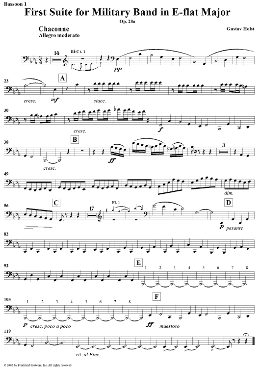 First Suite in E-flat, Op. 28a - Bassoon 1