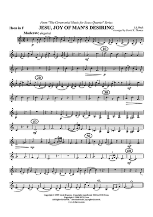Jesu, Joy of Man's Desiring - Horn in F (plus optional part for Trombone)