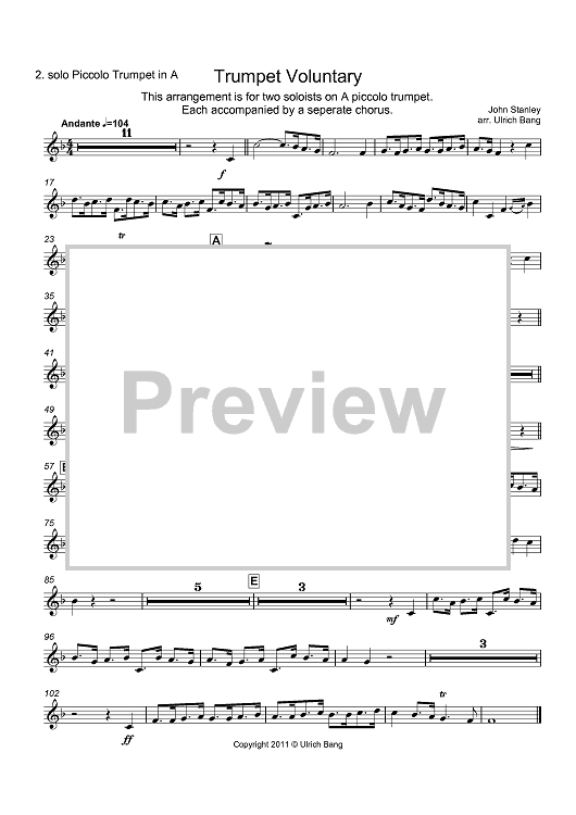 Trumpet Voluntary - 2nd Solo Piccolo Trumpet in A