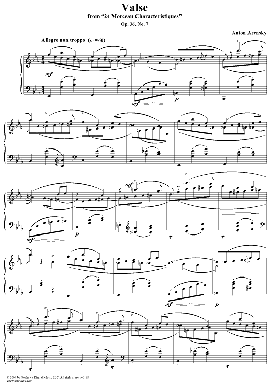 Valse, No. 7 from "Twenty Four Morceau Characteristiques", Op. 36