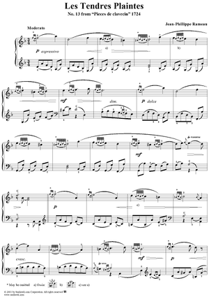 Tendres Plaintes, Les - No. 13 from "Pieces de clavecin" 1724