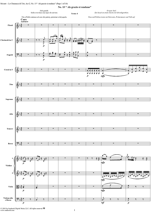 "Ah grazie si rendano", No. 15 from "La Clemenza di Tito", Act 2 (K621) - Full Score