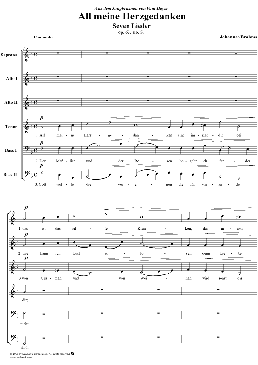All meine Herzgedanken - From "Seven Lieder" op. 62, no. 5