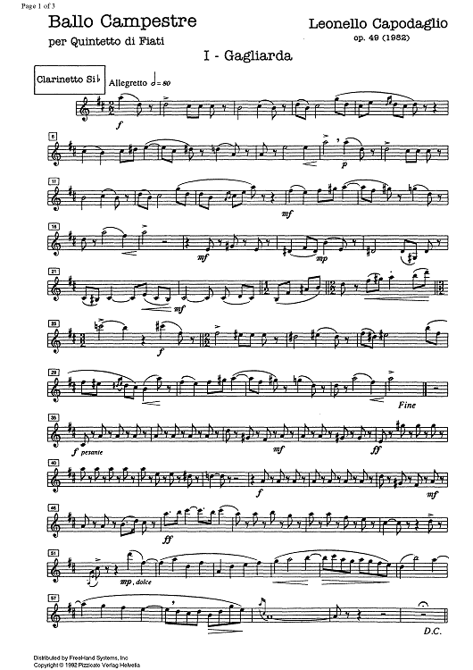 Ballo campestre Op.49 - Clarinet