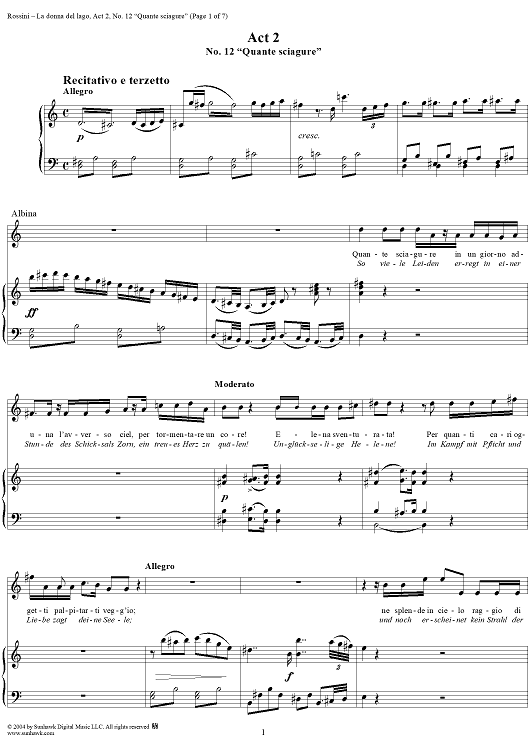 Quante sciagure: No. 12 from "La donna del lago", Act 2 - Score
