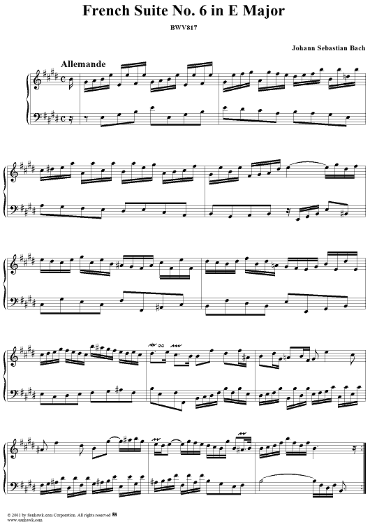 French Suite No. 6 in E Major (BWV817)