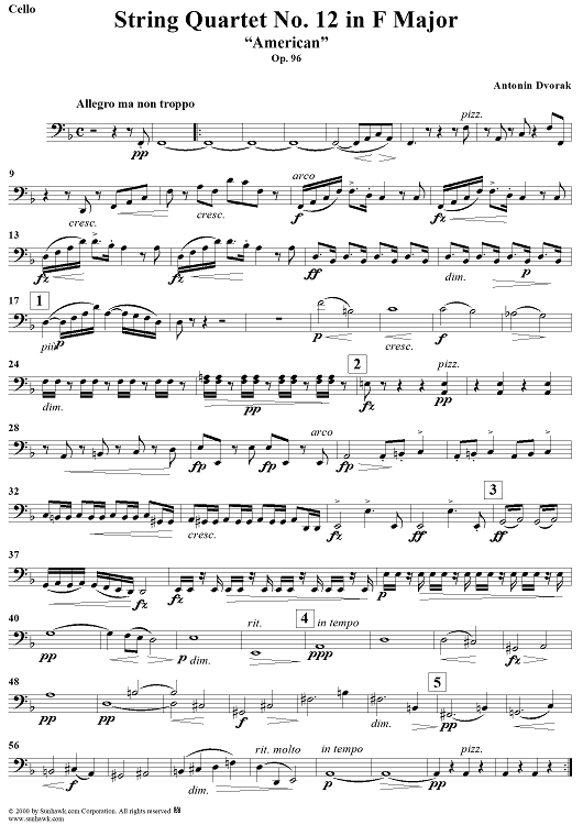 String Quartet No. 12 in F Major, Op. 96 - Cello