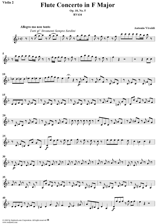 Flute Concerto in F Major, Op. 10, No. 5 - Violin 2