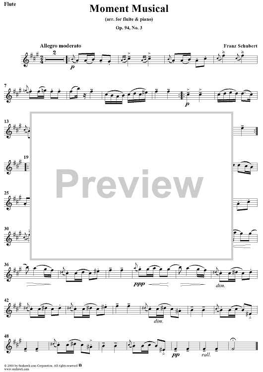 Moment musicaux, op. 94, no. 3 - Flute
