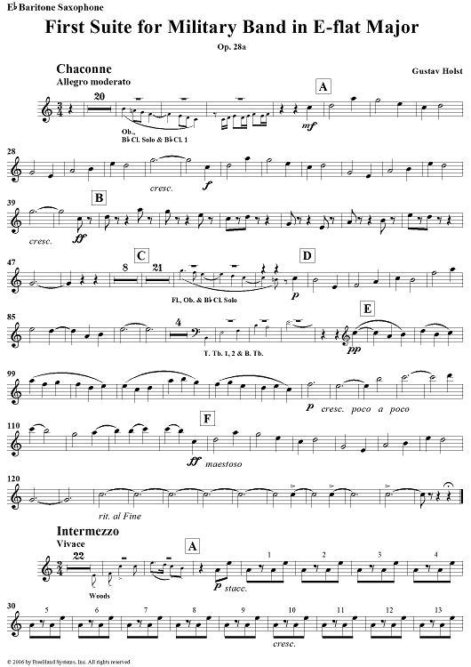 First Suite in E-flat, Op. 28a - Baritone Saxophone