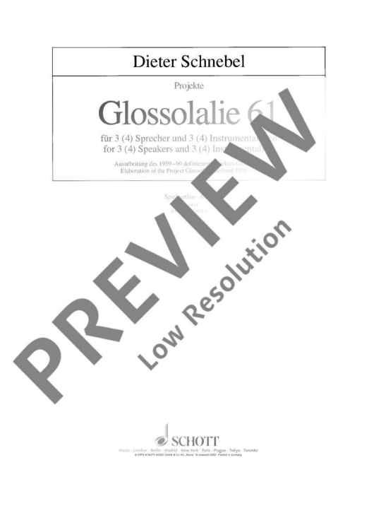 Glossolalie 61 - Performance Score