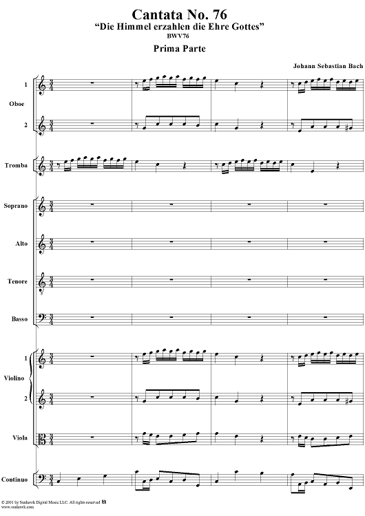Cantata No. 76: Die Himmel erzählen die Ehre Gottes, BWV76