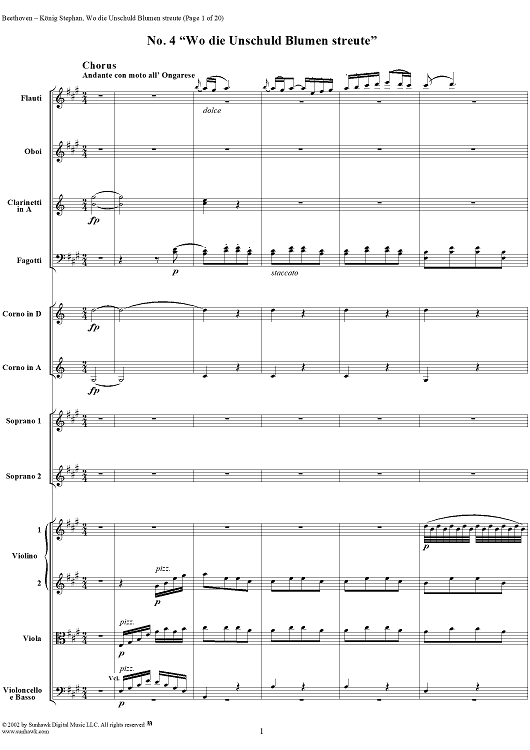 Wo die Unschuld Blumen streute, No. 4 from "König Stephan", Op. 117 - Full Score